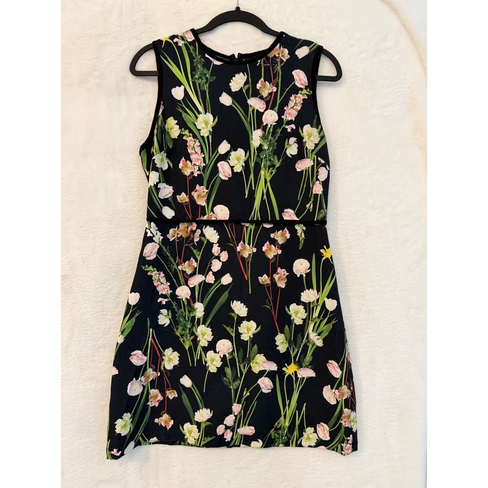 Victoria Beckham for Target Floral Mini Dress Womens Size M Black Sleeveless